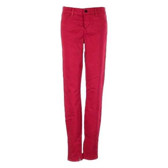J Brand Revolve Zipper Hem Low Rise Red Classic Ankle Jeans Size 26 - Picture 2 of 12